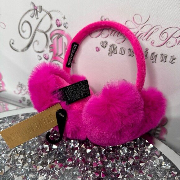Steve Madden heart ear muffs Pink Furry Earmuffs toque warmer headband outdoor main image 13